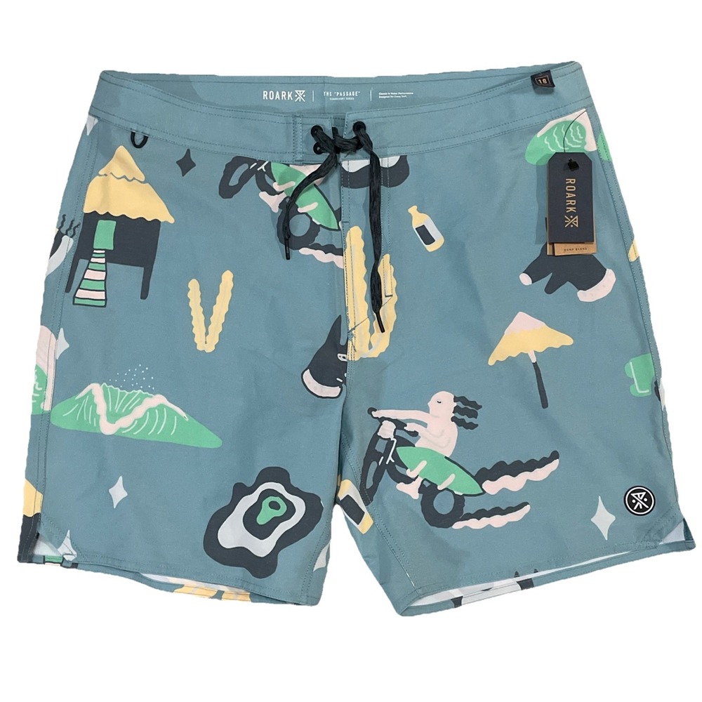 Roark Passage Viaje 18" Boardshorts Agave Blue Mens‎ Size 36x8 NWT
